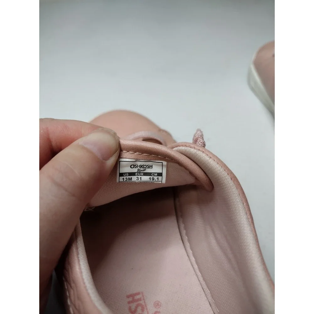 OshKosh B'gosh Girls Pink Faux Leather Slip On Sneakers Size 13M Braided Detail